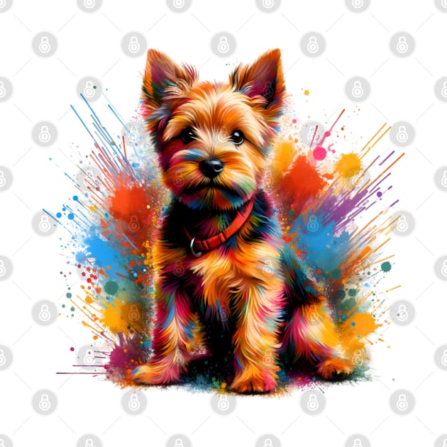 Vibrant Norfolk Terrier in Colorful Splash Paint Art by ArtRUs