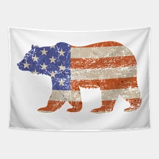 Patriotic Grizzly Bear Logo Tapestry