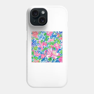 Preppy tiger lilies, peonies and leaves Phone Case