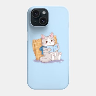 Cat read book Phone Case