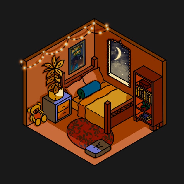 Cute Isometric Room With Bollywood Indian Movie Aesthetic by panco