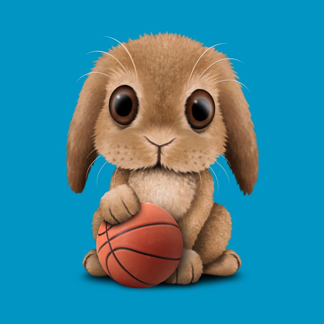 Cute Baby Bunny Playing With Basketball by jeffbartels