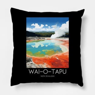 A Pop Art Travel Print of Wai-O-Tapu Thermal - New Zealand Pillow