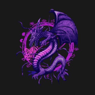 Mystical Purple Dragon in Flight T-Shirt