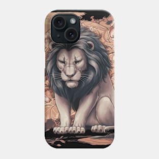 Downcast Lion Japanese Art Print Phone Case