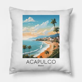 A Vintage Travel Illustration of Acapulco - Mexico Pillow