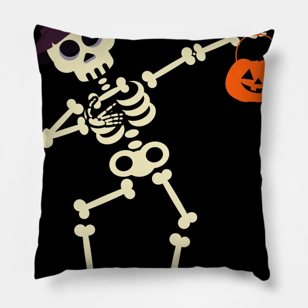 Kids Cute Boys Halloween Dabbing Skeleton Pillow by foxmqpo