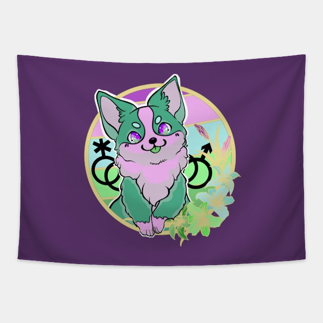 Toric corgi (w symbol) Tapestry by ThBlkBirdDaliah