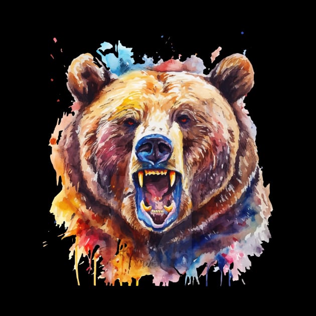 Grizzly Bear With Watercolors - Grizzly Bear by Anassein.os