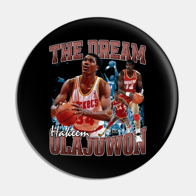 Hakeem Olajuwon The Dream Basketball Legend Signature Vintage Retro 80s 90s Bootleg Rap Style Pin by CarDE