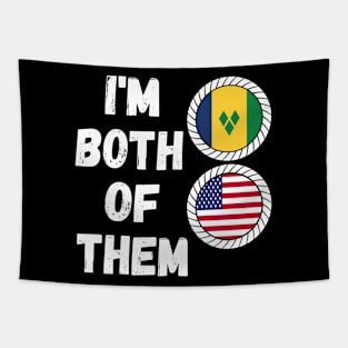 Half Vincentian Half American Heritage USA Roots & Vincent and the Grenadines DNA Family Flag Design Tapestry