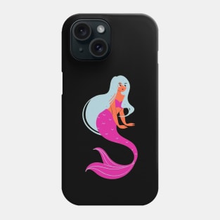 Mermaid pink and blue black Phone Case