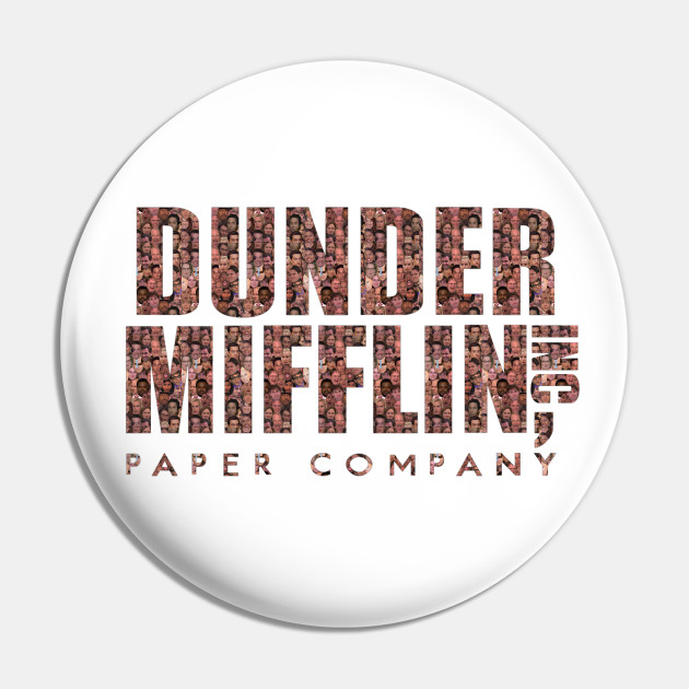 Dunder Mifflin logo of all the faces - The Office Us - Pin | TeePublic