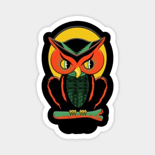 Have a Retro Happy Halloween Owl Magnet