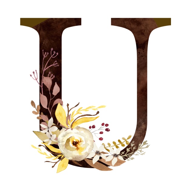 Floral Monogram U Lovely Autumn Foliage by floralmonogram