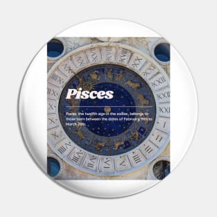 Pisces Zodiac Roman Numeral Print Pin