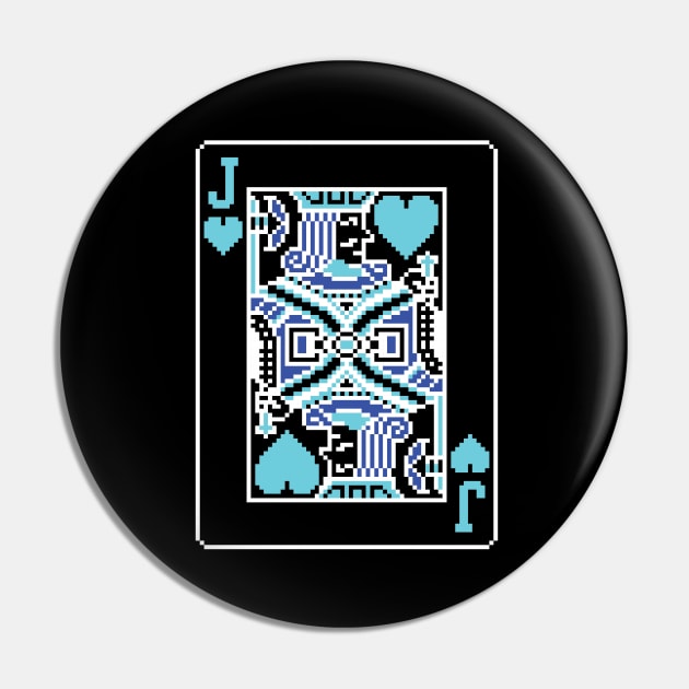 Jack of Hearts Pixel Art Bright Negative Mode Pin by inotyler