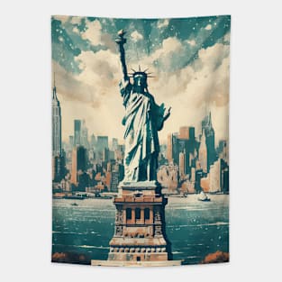 The Statue of liberty New York Abstract Cityscape Tapestry