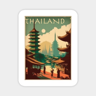 Thailand Pagoda Vintage Travel Art Poster Magnet