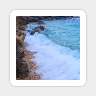 Blue Ocean Waves Against The Rocks Magnet