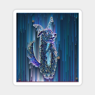 Illustrated Dog in Blue Pixel Sort Magnet