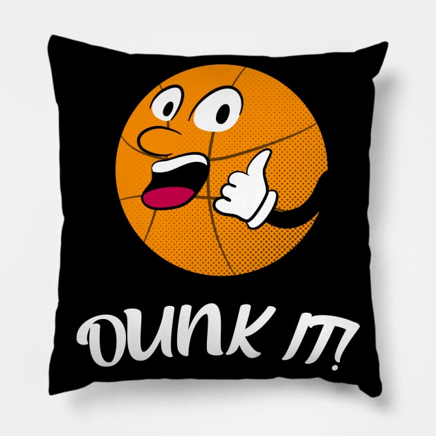 Funny Basketball Dunk It Cartoon Basketballer Pillow by Foxxy Merch