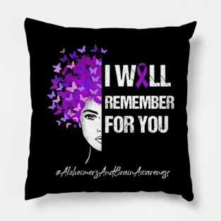 Butterflies I Will Remember Alzheimer's And Brain Awareness Pillow