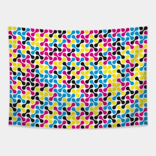 CMYK Colour Metaballs Pattern (White) Tapestry