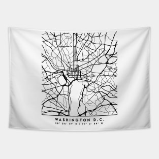 WASHINGTON DC BLACK CITY STREET MAP ART Tapestry