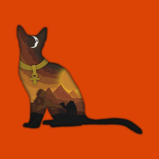 Minimalistic Paper Craft Digital Art - Egyptian Cat by JP