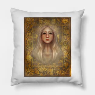 Dark Academia Fairy Witch Painting Young Fairy Silver Hair With Tree of Life Background Pillow