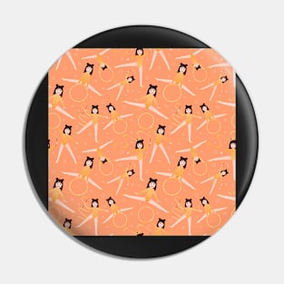 gymnastic girls training on light pink background Pin