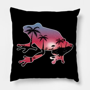 Frog Beautiful Sunset Beach Palm Tree Pillow