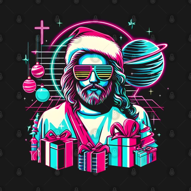 COOL JESUS SUNGLASS CHRISTMAS RETRO 80'S NEON VIBE by athirdcreatives