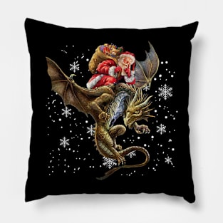 Santa Rides Dragon Pillow