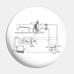 Driving Arrangements for Sewing Machine Vintage Patent Hand Drawing Pin