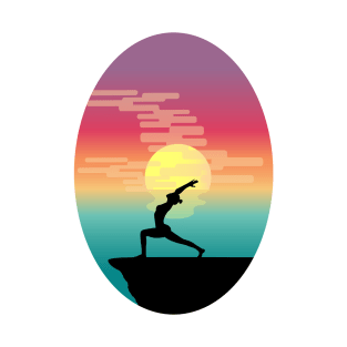 minimalist colorful sunset yoga T-Shirt