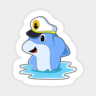 Dolphin as Captain with Hat Magnet