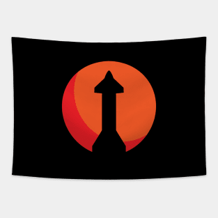 Starship Rocket Spacecraft Silhouette with Mars Tapestry