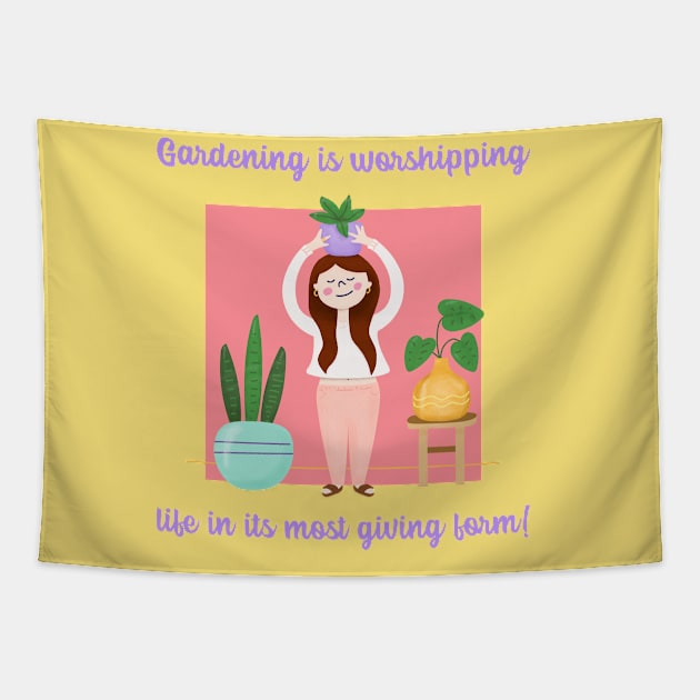 Gardening is worshipping life in its most giving form - Gardening Quote Tapestry by stokedstore