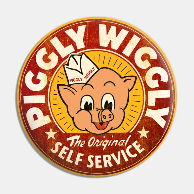 Piggly Wiggly Self Service Worn Pin by Alema Art