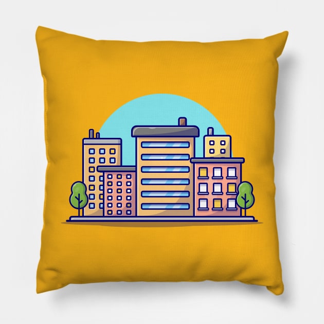 Cityscape Cartoon Pillow by Catalyst Labs