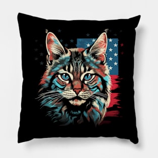 Patriotic American Bobcat Pillow