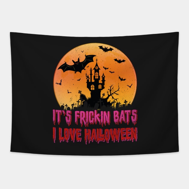 Its Frickin Bats |  Bats With Pink and Red Slimy Text Tapestry by Estrytee