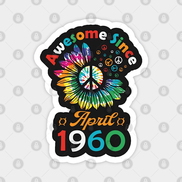 Funny Birthday Quote, Awesome Since April 1960, Retro Birthday Magnet by Estrytee