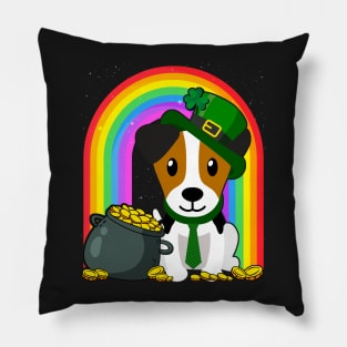 Jack Russell Rainbow Irish Clover St Patrick Day Dog Gift print Pillow