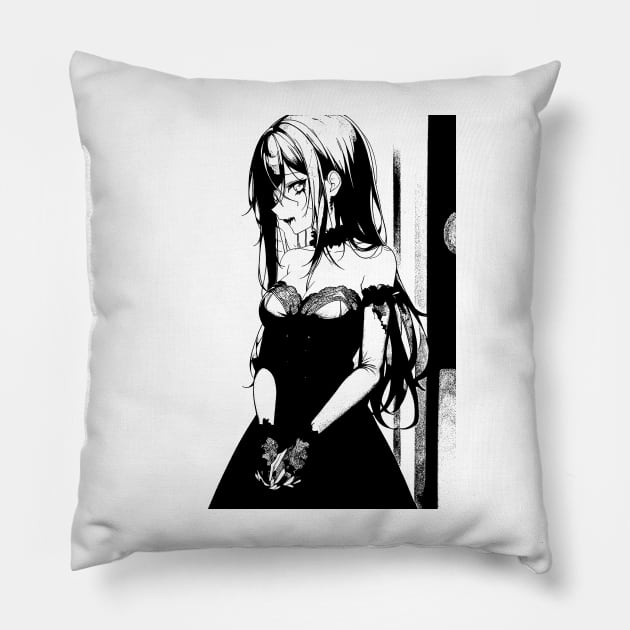 Cute Gothic Fashion Anime Girl Pillow by DeathAnarchy