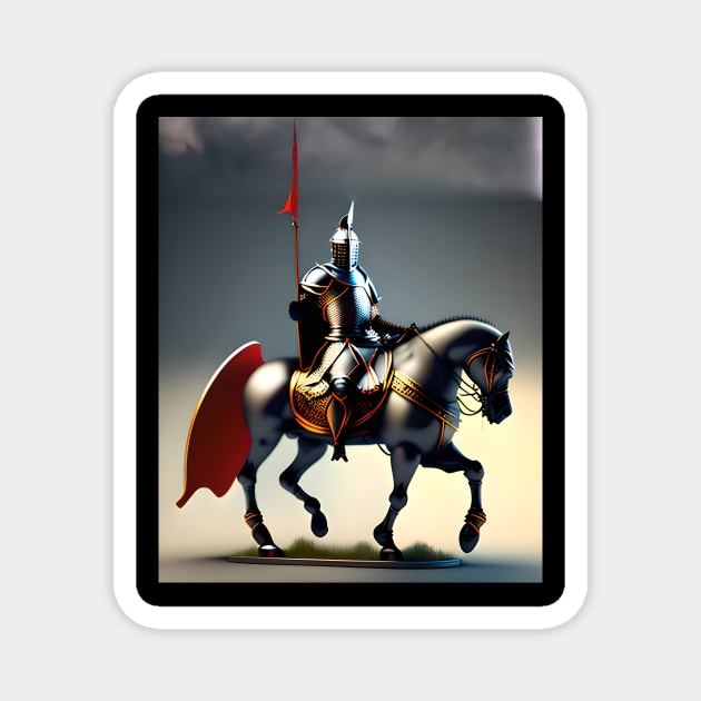 Medieval Knight Magnet by AI Created Artwork