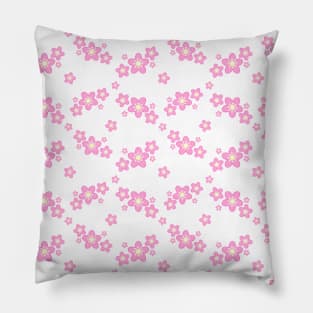 Cherry Blossom Sakura Flower Clusters Pattern in White Background Pillow