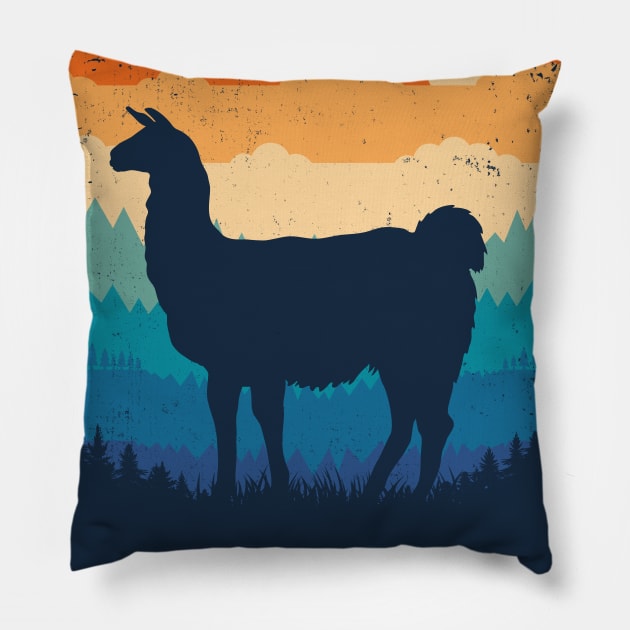 Retro Alpaca Pillow by TigerTom